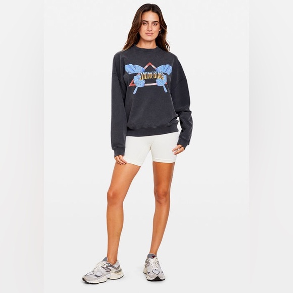 SOLD Anine Bing Harvey Crew Neck Butterfly in Washed Black Grey size M - Picture 10 of 15